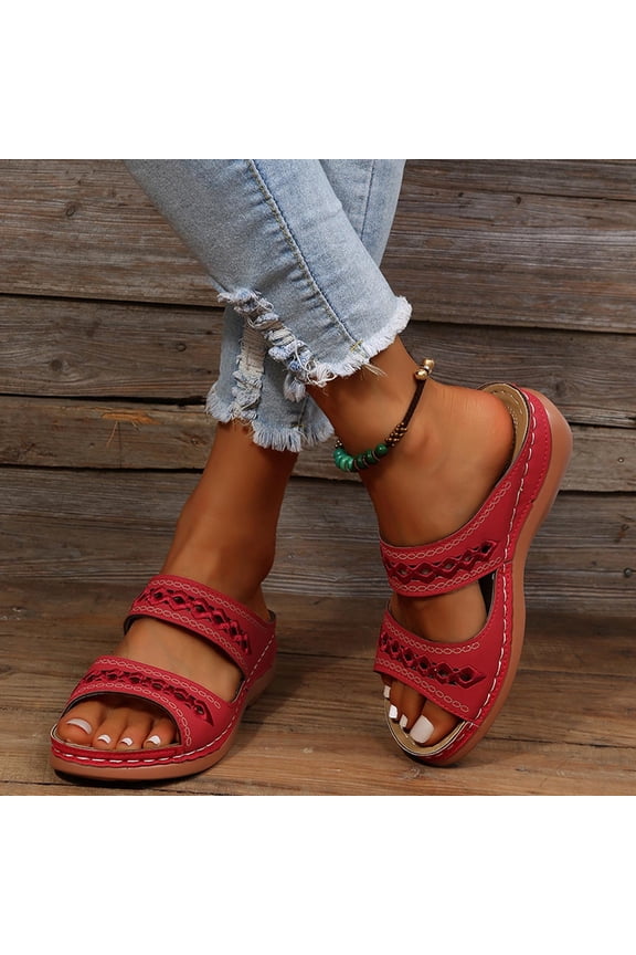 Women Sandals Clearance 2023! Pejock Women's Platform Wedge Sandals with Arch Support Fashion Casual Sandals Wedges Shoes Outdoor Slippers Summer Athletic Outdoor Beach Sandals