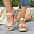 thumbnail image 1 of Women Sandals Comfortable Women's Oofos Shoes Women's Fashion Casual Spring And Summer Comfortable Solid Color Hollow Pattern Round Head Open Toe One-Line Buckle Thick-Soled Sandals Pink, 1 of 9