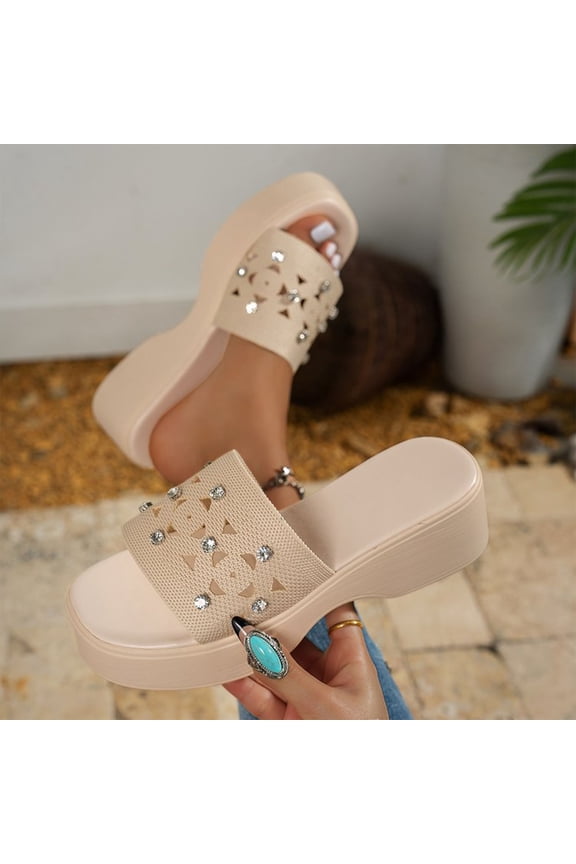 Women Sandals Evening Wedding Party Strap High Wedge Heel Ladies Diamante Shoes White 6