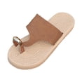 thumbnail image 1 of Women Sandals Jute Textured Toe Post Sandals For Comfortable Slip On Beach Summer Casual Flat Footwear ,Us Size:8, 1 of 9