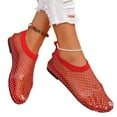 thumbnail image 1 of Women Sandals Mesh Flats Ultra Comfortable Breathable Slip On Ballet Flats Dressy Summer Flat Sparkle Shoes Red 40, 1 of 5