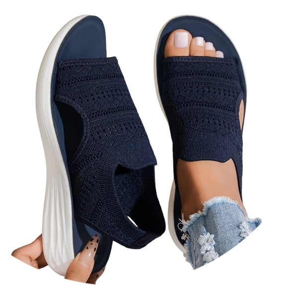 Women Sandals Mesh Platform Sandals Elastic Soft Sole Shoes Lightweight Casual Footwear Breathable For All Summer Occasions ,Us Size:7