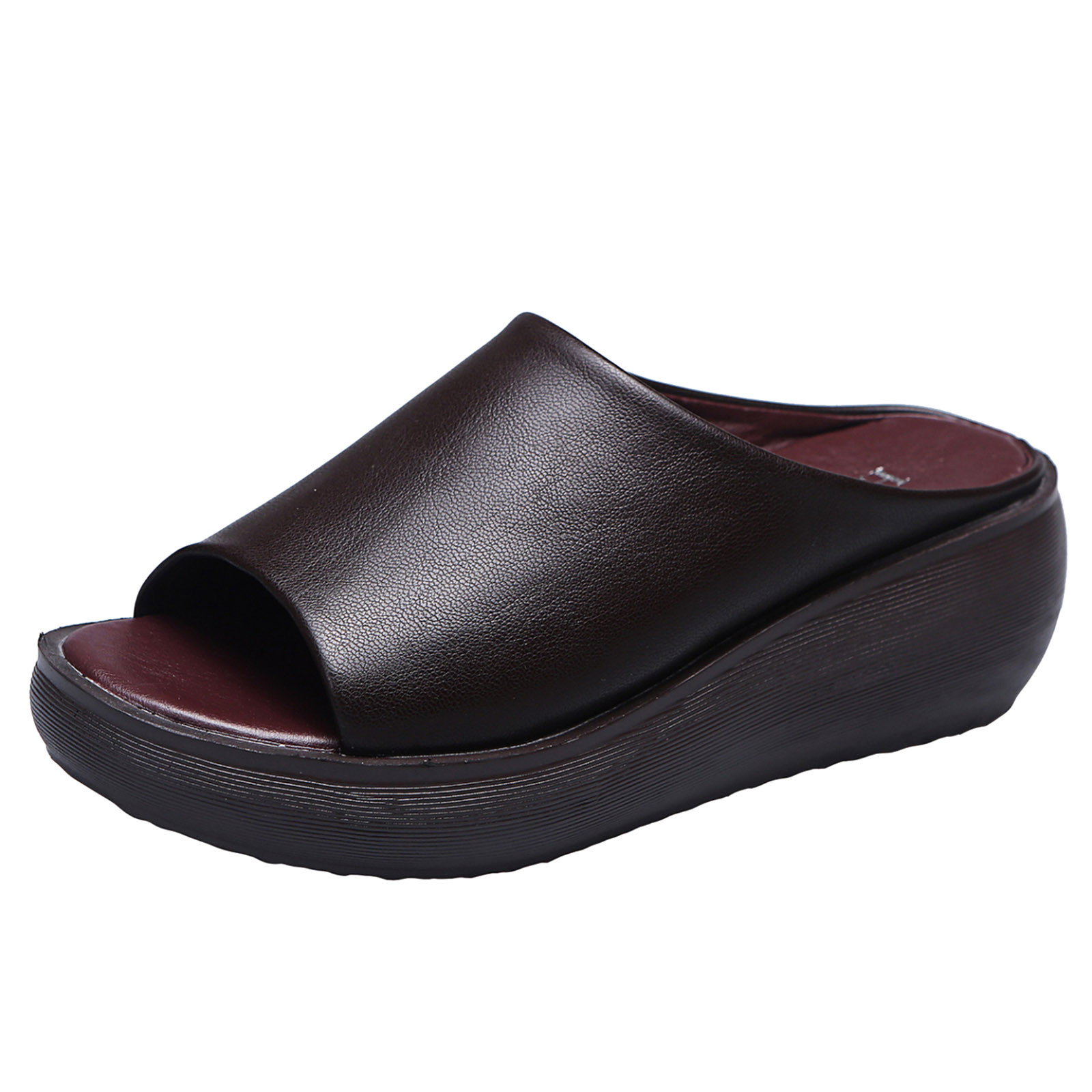 Women Sandals Retro Solid Color Spring And Summer New Pattern Simple Slip On Wedge Sandals Comfortable Soft Soled Shoes Size 13 Womens Sandals Heels Coral Sandals for Women 2 in Heel Sandals