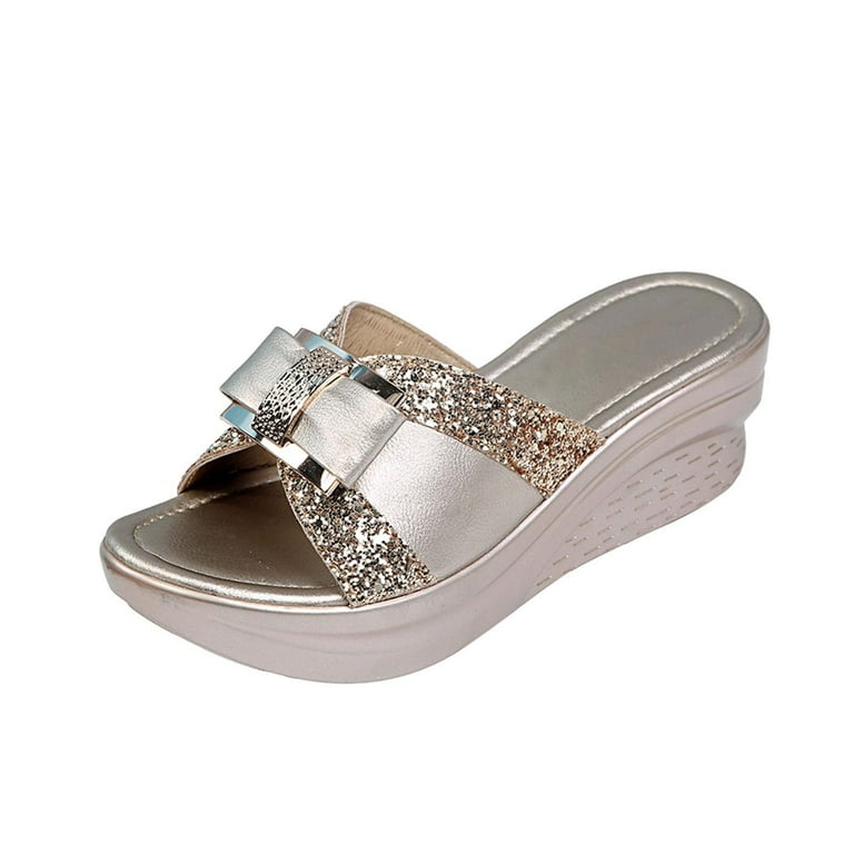 Women Sandals Sale Clearance Mules Slippers Slides Ladies Wedge Low Heel Platform Slip On Flats Summer Open Toe Sandals Comfort Beach Casual Shoes US