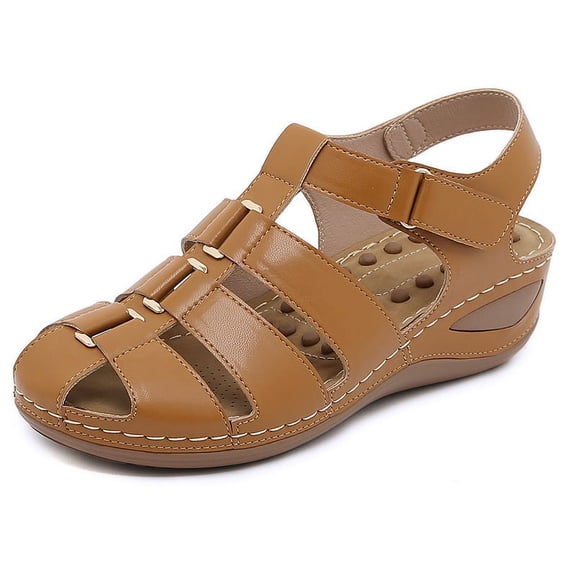 Women Sandals Split Leather Summer Shoes Woman Hollow Out Flat Sandals Ladies Casual Soft Bottom Female Beach Sandal