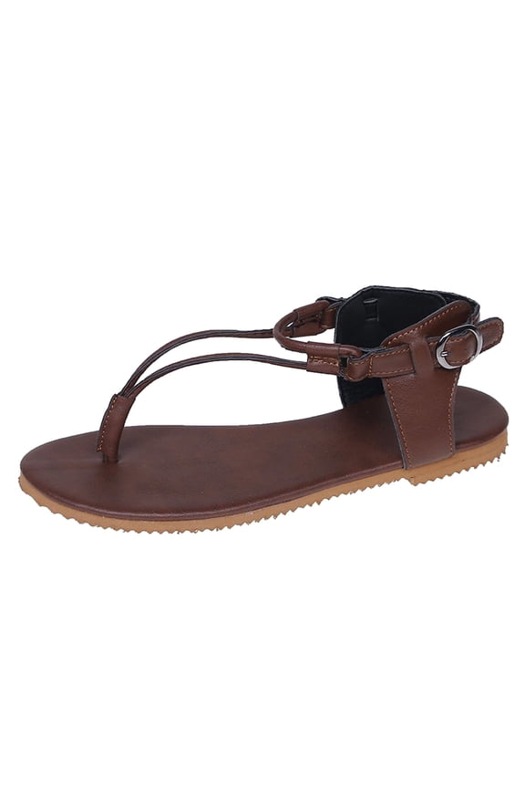 Women Sandals Summer Cool Shoes Beach Shoes Flat Heel Roman Style Pinch Sandals