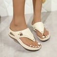 thumbnail image 1 of Women Sandals Under $15, Xunlbb Fashion Women Casual Round Head Comfy Slippers Beach Casual Slipsole Shoes(Beige,Size:41), 1 of 9
