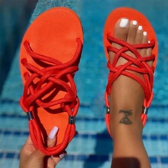 Women Sandals Weave Summer Shoes Women Candy Color Flats Sandals Beach Women Slippers Casual Summer Sandals