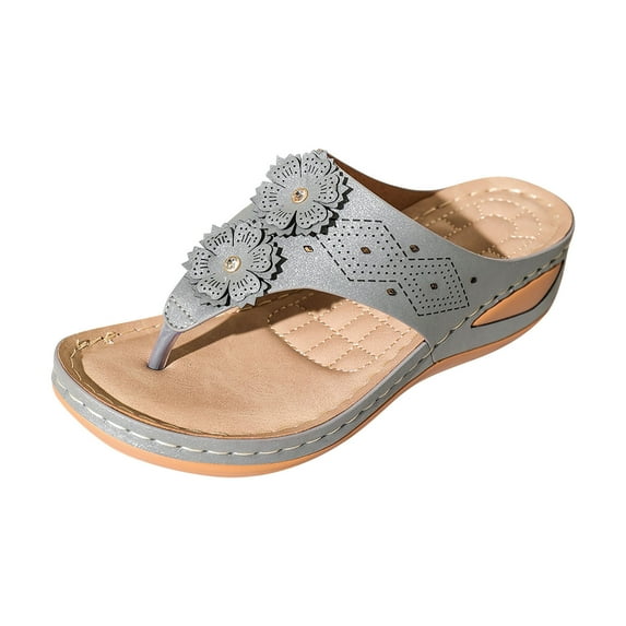 Women Sandals clearance for Juebong Orthopedic Sandals for Women, Women Walking Slippers with Arch Support Anti-Slip Breathable Sandal Vintage Slip On Flip Flops Sandals Women Dressy Summer Flat