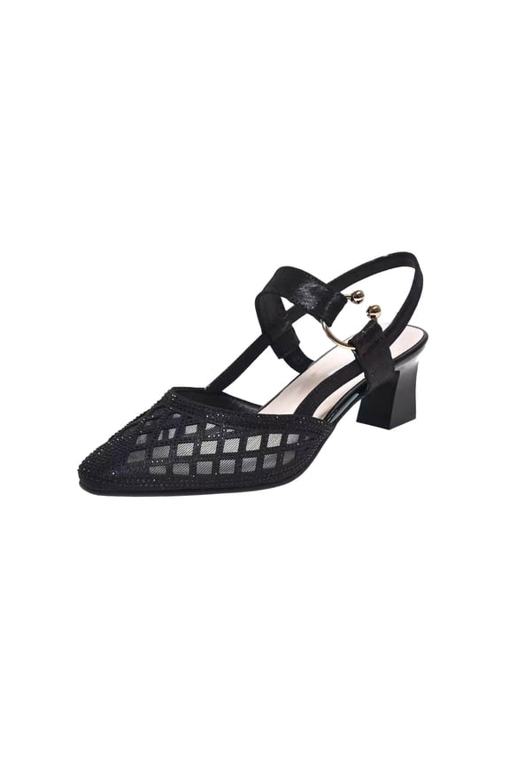 Women Sandals clearance for Juebong Slingback Heels for Womens Low Heel Dress Shoes Glitter Mesh Pumps Chunky Block Elegant Office Party Wedding Bridal Shoes