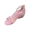 thumbnail image 1 of Women Sandals clearance for Juebong Wedge Sandals for Women Dressy, Low Wedge Sandals Open Toe Hollow Out Sandals Fashion Dress Shoes for Woman Lady in Bridal Dance Evening, 1 of 5