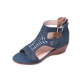 thumbnail image 1 of Women Sandals clearance for Juebong Wedge Sandals for Women Dressy, Low Wedge Sandals Open Toe Hollow Out Sandals Fashion Dress Shoes for Woman Lady in Bridal Dance Evening, 1 of 5