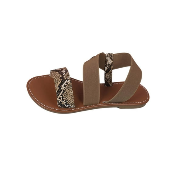 Women Sandals clearance for Juebong Women's Elastic Ankle Strap Flat Sandals Fashionable Square Open Toe Adjustable Buckle Slippers Summer als Summer Dressy Shoes Cute Strappy Sandals