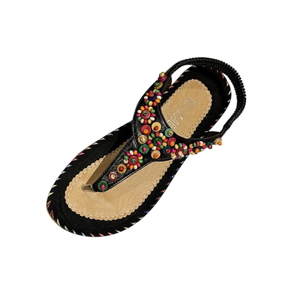 Women Sandals clearance for Juebong Women's Flat Sandals, Women Flip Flops with Clip Toe RingBeadeed Rhinestone Crystal Jeweled Sandal Shoes for Summer Beach Oceanside Holiday Outdoor
