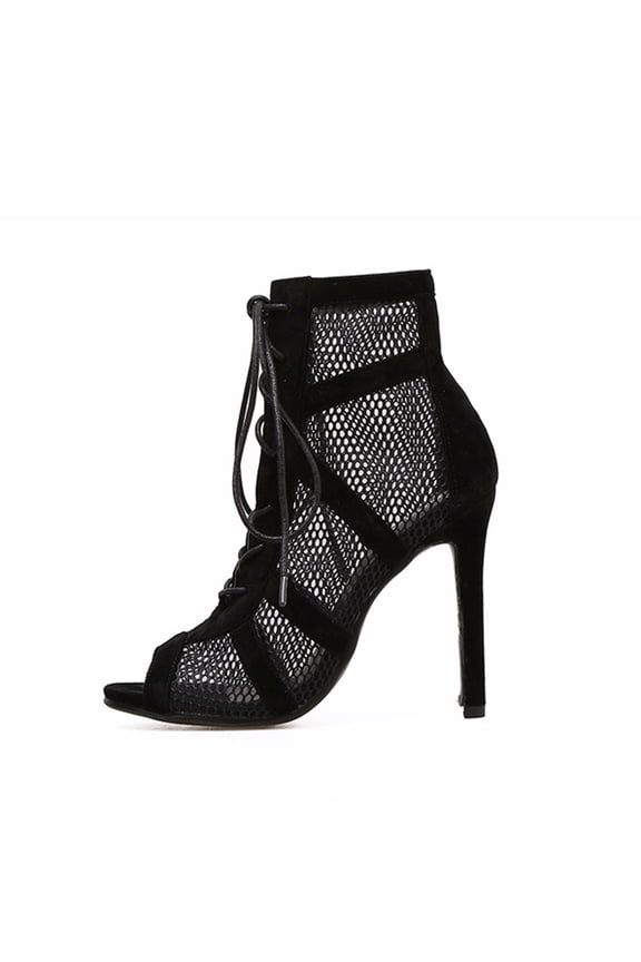 Women Sandals clearance for Juebong Women's Mesh Sandals Booties Peep Toe High Top Sandals Lace Up Summer Boots Buckle Strap Dance Party Sexy Pump Shoes Open toe