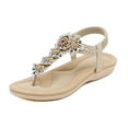 thumbnail image 1 of Women Sandals clearance for Juebong Womens Sandals Shoes Comfort Walking with Non Slip on Casual Summer Beach Shoes Dress Ankle Elastic Jeweled Bohemian Flats, 1 of 5