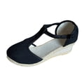 thumbnail image 1 of Women Sandals clearance for Juebong Women's Platform Wedge Espadrille Sandals Slingback Slip on Closed Toe Strap Shoes, 1 of 5