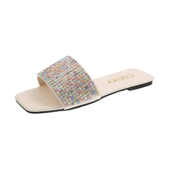 Women Sandals clearance for Juebong Women's Wide Width Flat Slides Sandals, Casual Comfortable Strap Sandal Summer Beach Dress Shoes for Women.