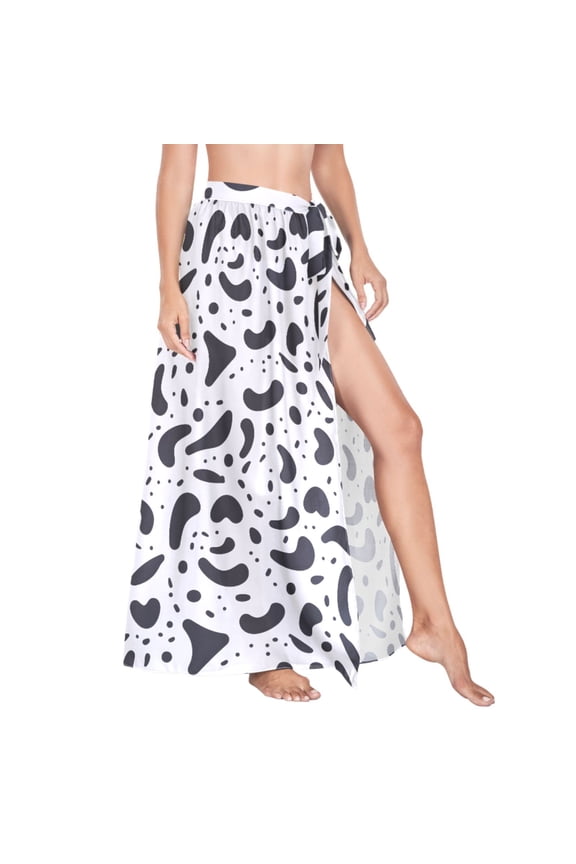 Women Sarong Wraps Abstract Leopard Swimsuit Beach Pareo Bikini Coverups Skirt M