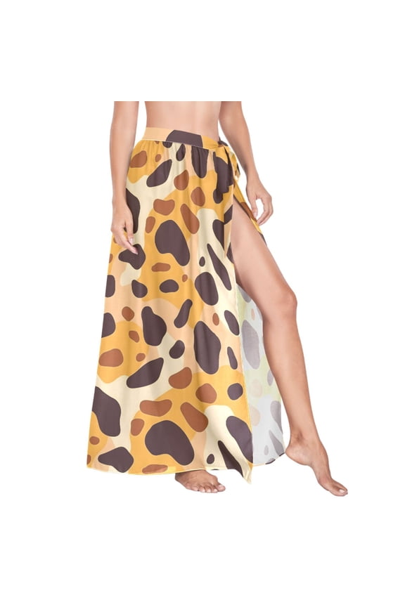Women Sarong Wraps Art Leopard Pattern Swimsuit Beach Pareo Bikini Coverups Skirt L