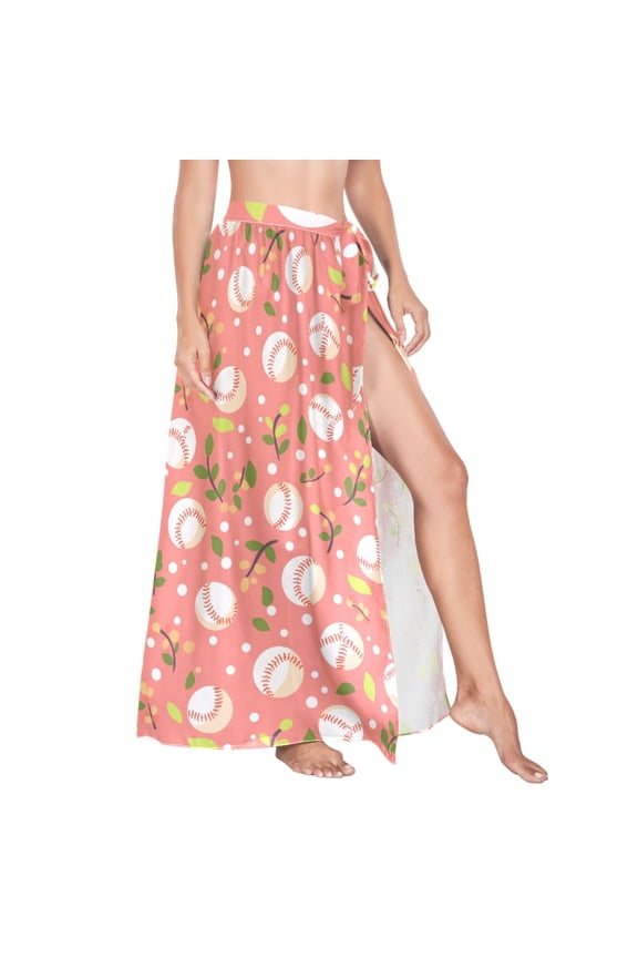 Women Sarong Wraps Baseball Leaves Swimsuit Beach Pareo Bikini Coverups Skirt M