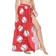 thumbnail image 1 of Women Sarong Wraps Baseball on Red Swimsuit Beach Pareo Bikini Coverups Skirt M, 1 of 7