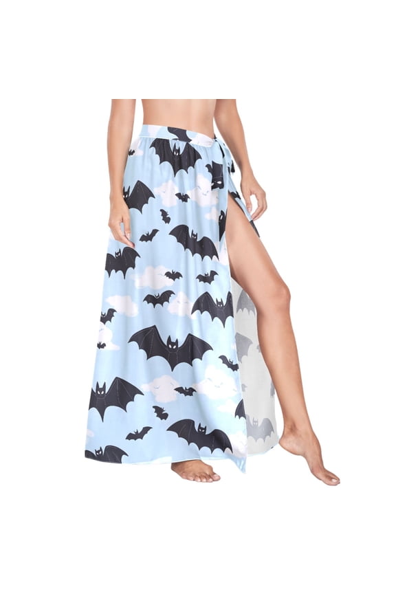 Women Sarong Wraps Bat and Cloud Swimsuit Beach Pareo Bikini Coverups Skirt L