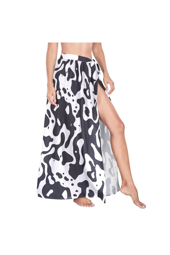 Women Sarong Wraps Black and White Graffiti Swimsuit Beach Pareo Bikini Coverups Skirt L