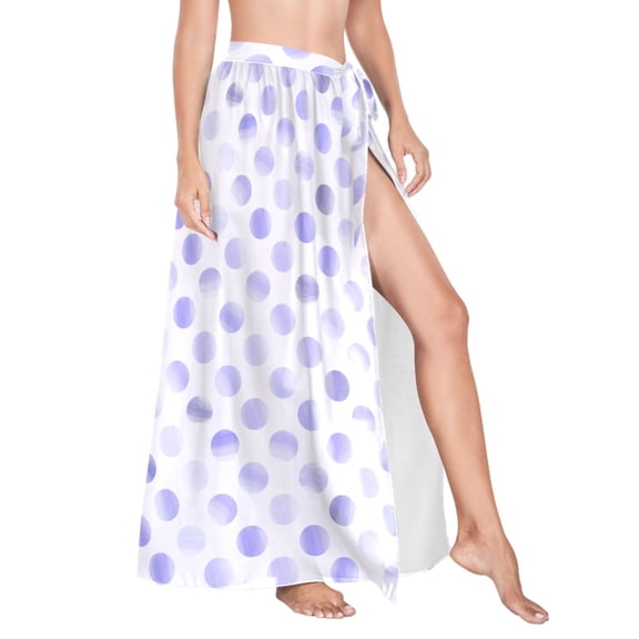 Women Sarong Wraps Blue Circles Dots Swimsuit Beach Pareo Bikini Coverups Skirt L