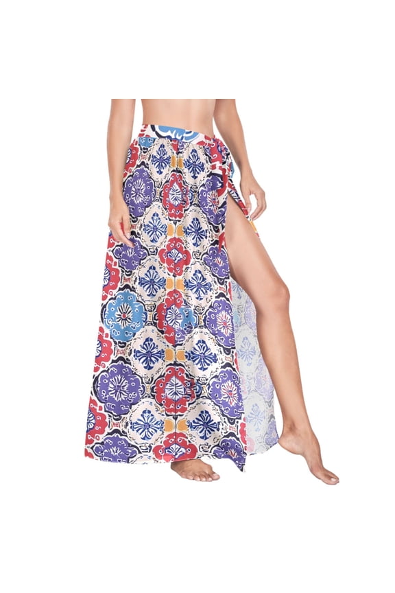 Women Sarong Wraps Bohemia Indian Ethnic Pattern Swimsuit Beach Pareo Bikini Coverups Skirt L