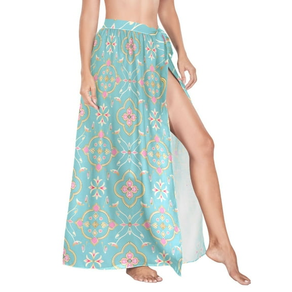 Women Sarong Wraps Bohomian Flowers Swimsuit Beach Pareo Bikini Coverups Skirt M