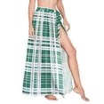 thumbnail image 1 of Women Sarong Wraps Checkered Grid Green Swimsuit Beach Pareo Bikini Coverups Skirt L, 1 of 7