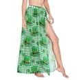 thumbnail image 1 of Women Sarong Wraps Clover Hats on Checkered Swimsuit Beach Pareo Bikini Coverups Skirt L, 1 of 7