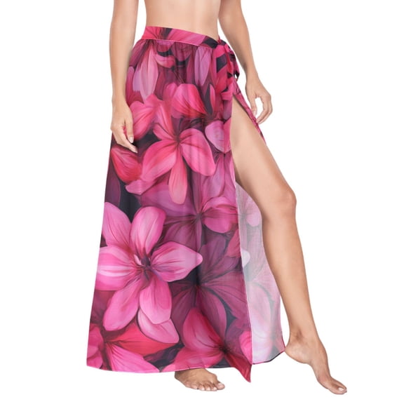 Women Sarong Wraps Elegant Tropical Floral-a5 Swimsuit Beach Pareo Bikini Coverups Skirt L