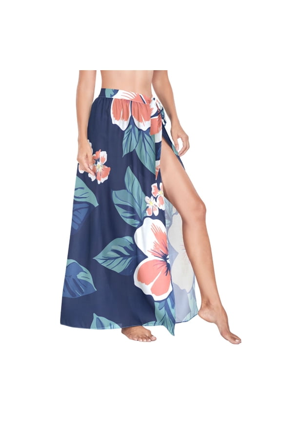 Women Sarong Wraps Elegant Tropical Floral-d3 Swimsuit Beach Pareo Bikini Coverups Skirt M