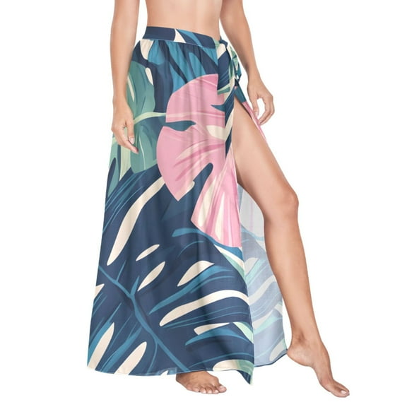 Women Sarong Wraps Elegant Tropical Floral-t9 Swimsuit Beach Pareo Bikini Coverups Skirt L