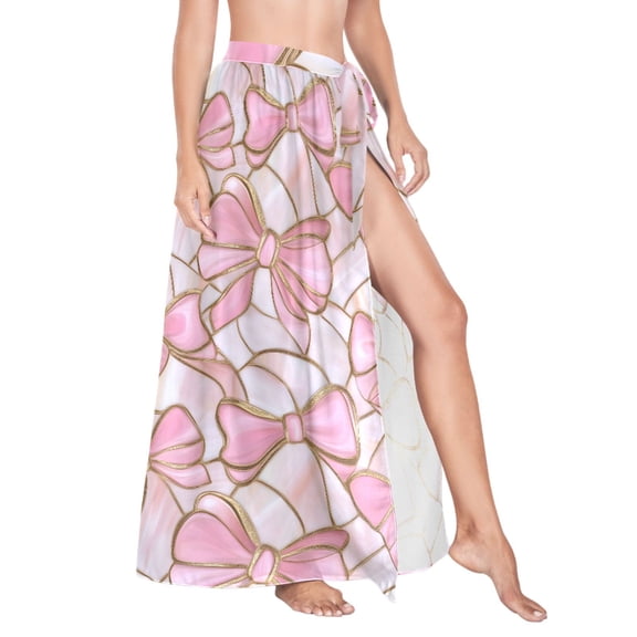 Women Sarong Wraps Ethnic Bows Swimsuit Beach Pareo Bikini Coverups Skirt L