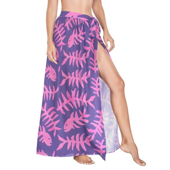 Women Sarong Wraps Fish Bone Swimsuit Beach Pareo Bikini Coverups Skirt L