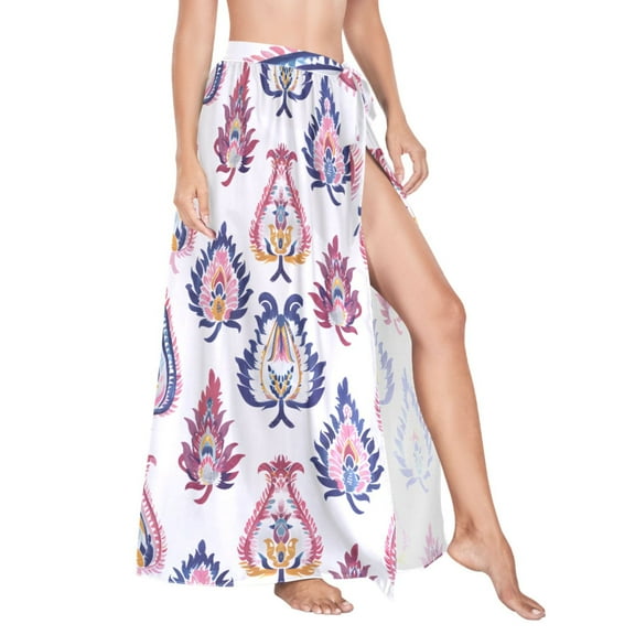 Women Sarong Wraps Floral Paisley Swimsuit Beach Pareo Bikini Coverups Skirt L