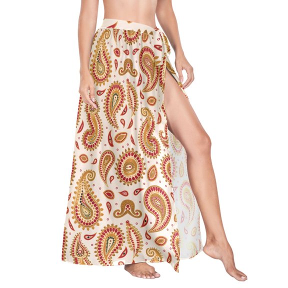 Women Sarong Wraps Graffiti Boho Swimsuit Beach Pareo Bikini Coverups Skirt L