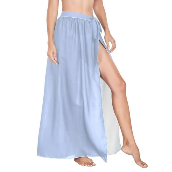 Women Sarong Wraps Lake Blue Swimsuit Beach Pareo Bikini Coverups Skirt L