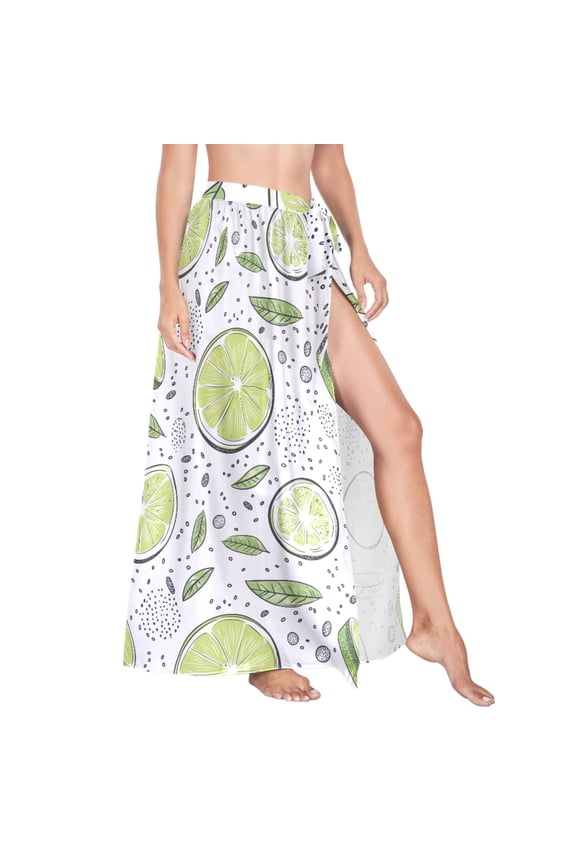 Women Sarong Wraps Lemon Leaves Swimsuit Beach Pareo Bikini Coverups Skirt M