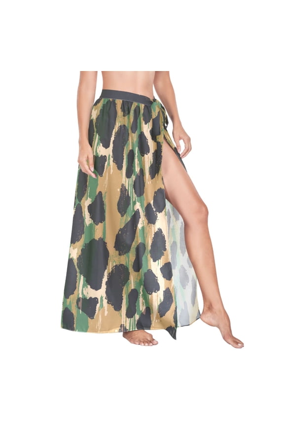 Women Sarong Wraps Leopard Animals Skin Swimsuit Beach Pareo Bikini Coverups Skirt L