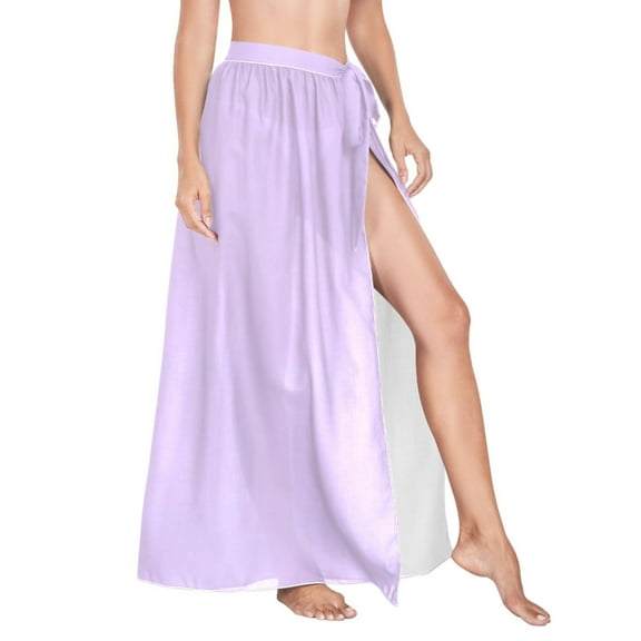 Women Sarong Wraps Light Purple Solid Swimsuit Beach Pareo Bikini Coverups Skirt L