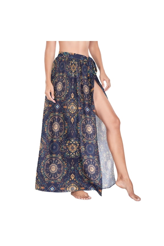 Women Sarong Wraps Magical Mandala Paint Swimsuit Beach Pareo Bikini Coverups Skirt L