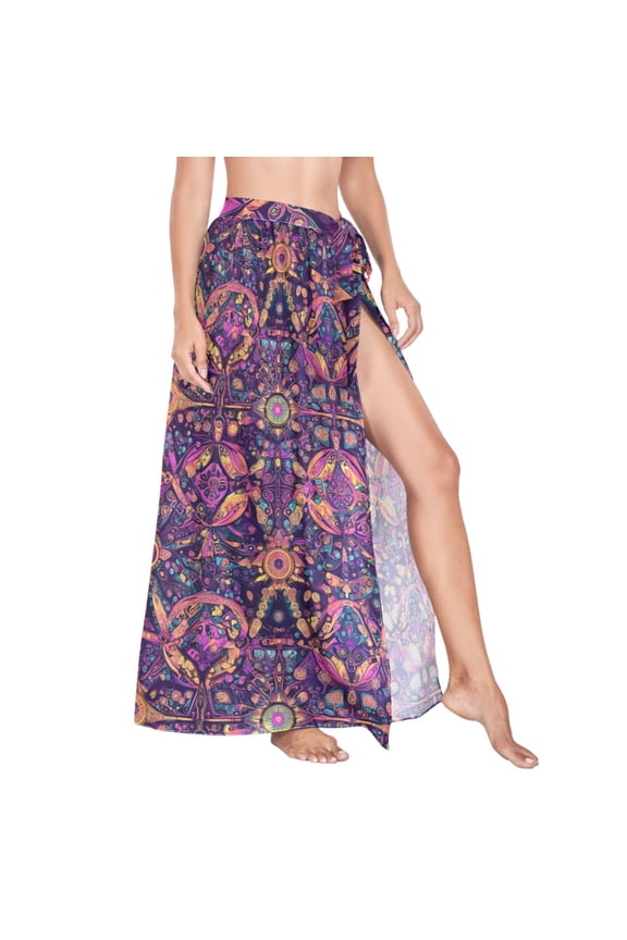 Women Sarong Wraps Magical Mandala Pattern Swimsuit Beach Pareo Bikini Coverups Skirt M