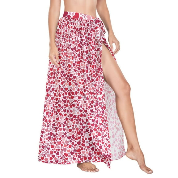 Women Sarong Wraps Many Hearts Swimsuit Beach Pareo Bikini Coverups Skirt L