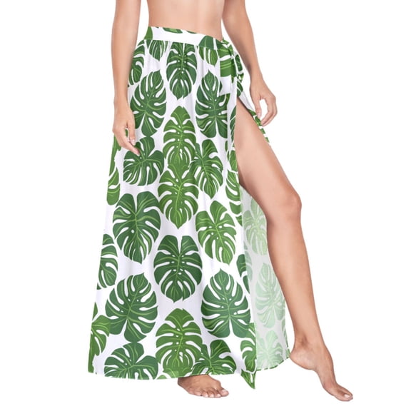 Women Sarong Wraps Palm Tropical Leaf Swimsuit Beach Pareo Bikini Coverups Skirt L