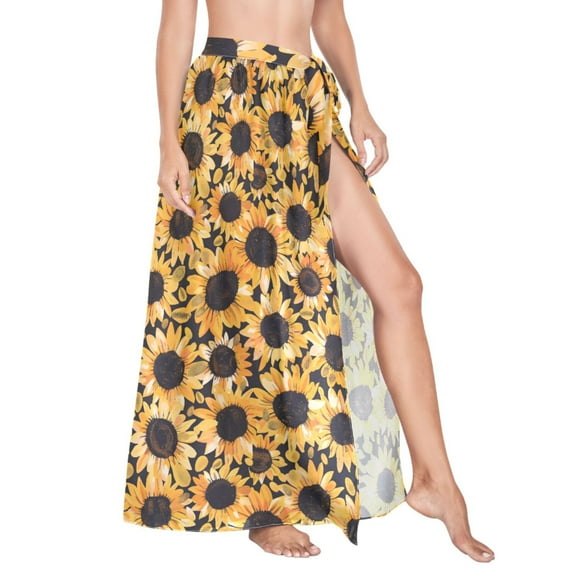 Women Sarong Wraps Sunflowers Swimsuit Beach Pareo Bikini Coverups Skirt L