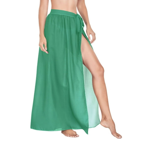 Women Sarong Wraps Teal Green Swimsuit Beach Pareo Bikini Coverups Skirt L